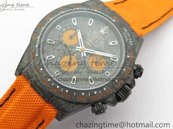 MiroTime 0321 Daytona DIW Carbon Noob 1:1 Best Edition Black Orange Dial on Orange Nylon Strap SA TopPick 2586